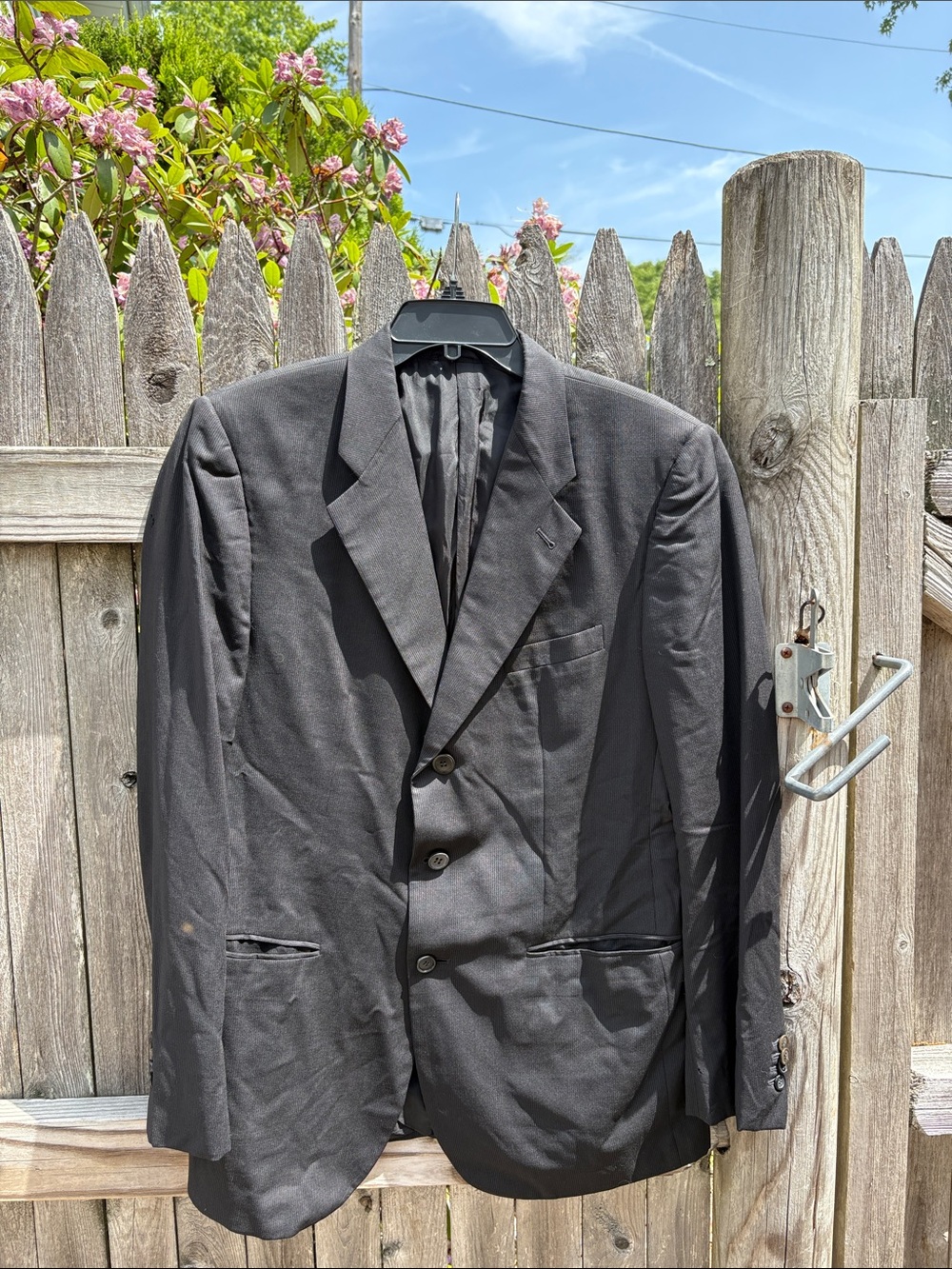 Giorgio Armani 42R black wool blend blazer.